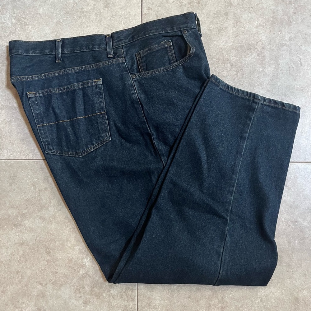 46x30 Dark Blue Denim Jeans Men Straight Leg Excellent Condition